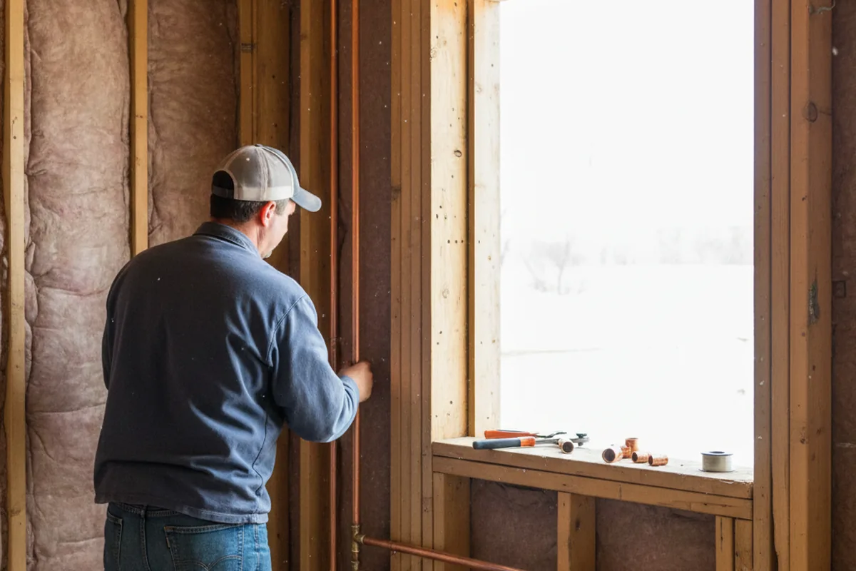 Licensed plumber running new copper supply lines in a Bayport home
